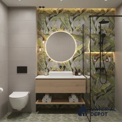 Floral Wall Tile TL 09921 Green 4 ft x 2 ft Vitrified Matte Finish Tile - 9 mm | Suitable for Bathroom, Accent/Feature Wall, Foyer