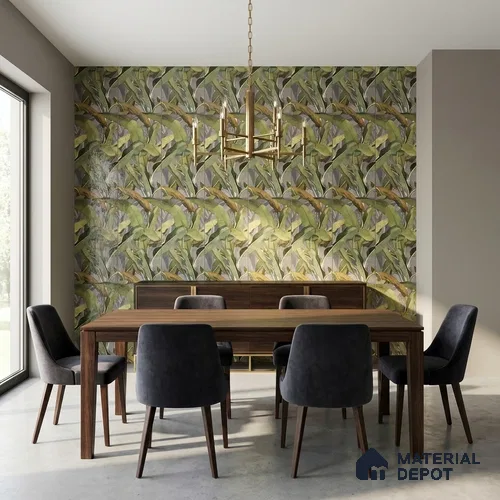 Floral Wall Tile TL 09921 Green 4 ft x 2 ft Vitrified Matte Finish Tile - 9 mm | Suitable for Bathroom, Accent/Feature Wall, Foyer