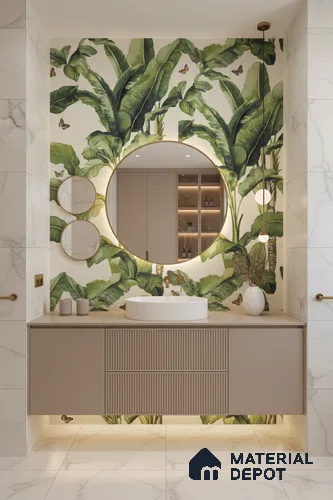 Floral Wall Tile TL 09922 Green 4 ft x 2 ft Vitrified Matte Finish Tile - 9 mm | Ideal for Living Room, Bedroom, Bathroom, Kitchen