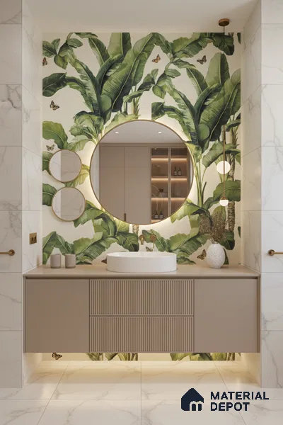 Floral Wall Tile TL 09922 Green 4 ft x 2 ft Vitrified Matte Finish Tile - 9 mm | Suitable for Bathroom, Accent/Feature Wall, Foyer