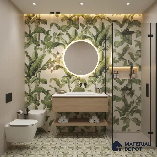 Floral Wall Tile TL 09922 Green 4 ft x 2 ft Vitrified Matte Finish Tile - 9 mm | Suitable for Bathroom, Accent/Feature Wall, Foyer