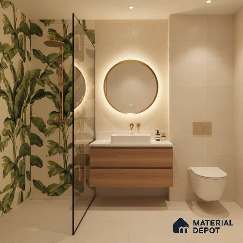 Floral Wall Tile TL 09922 Green 4 ft x 2 ft Vitrified Matte Finish Tile - 9 mm | Suitable for Bathroom, Accent/Feature Wall, Foyer