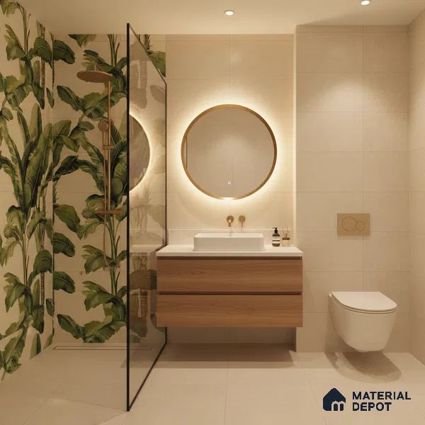 Floral Wall Tile TL 09922 Green 4 ft x 2 ft Vitrified Matte Finish Tile - 9 mm | Suitable for Bathroom, Accent/Feature Wall, Foyer