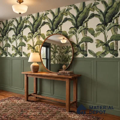 Floral Wall Tile TL 09922 Green 4 ft x 2 ft Vitrified Matte Finish Tile - 9 mm | Suitable for Bathroom, Accent/Feature Wall, Foyer