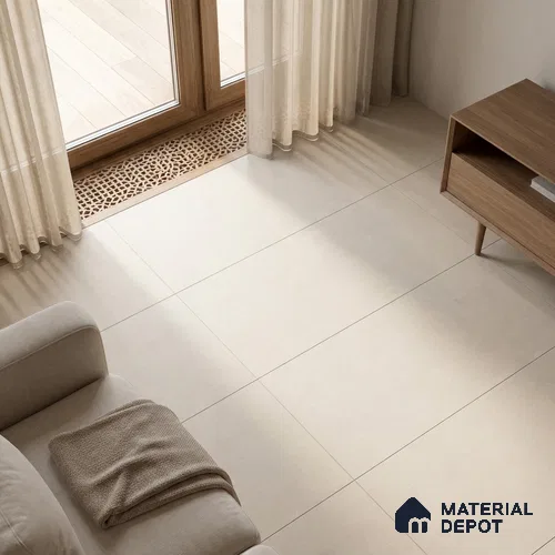 Plain Wall & Floor Tile TL 09923 B Cream 4 ft x 2 ft Matte Finish Vitrified Tile - 9 mm | Suitable For Living Room, Bedroom, Kitchen