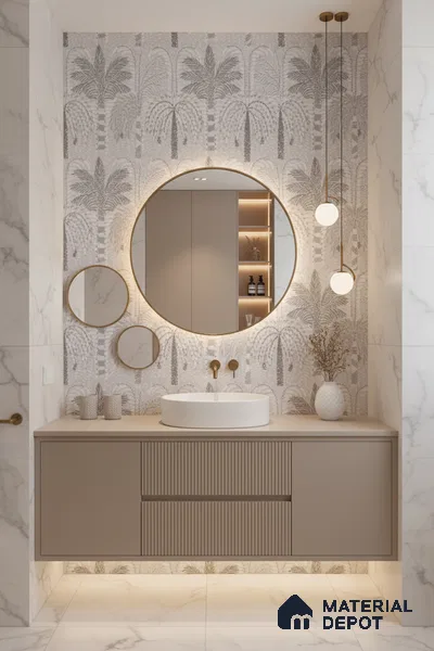 Floral Wall Tile TL 09924 Grey 4 ft x 2 ft Vitrified Matte Finish Tile - 9 mm | Suitable for Bathroom, Accent/Feature Wall, Dining Area