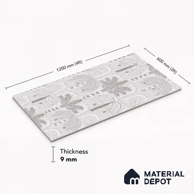 Floral Wall Tile TL 09924 Grey 4 ft x 2 ft Vitrified Matte Finish Tile - 9 mm | Suitable for Bathroom, Accent/Feature Wall, Dining Area