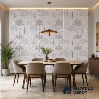 Floral Wall Tile TL 09924 Grey 4 ft x 2 ft Vitrified Matte Finish Tile - 9 mm | Suitable for Bathroom, Accent/Feature Wall, Dining Area