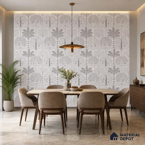 Floral Wall Tile TL 09924 Grey 4 ft x 2 ft Vitrified Matte Finish Tile - 9 mm | Suitable for Bathroom, Accent/Feature Wall, Dining Area