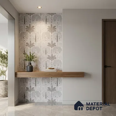 Floral Wall Tile TL 09924 Grey 4 ft x 2 ft Vitrified Matte Finish Tile - 9 mm | Suitable for Bathroom, Accent/Feature Wall, Dining Area