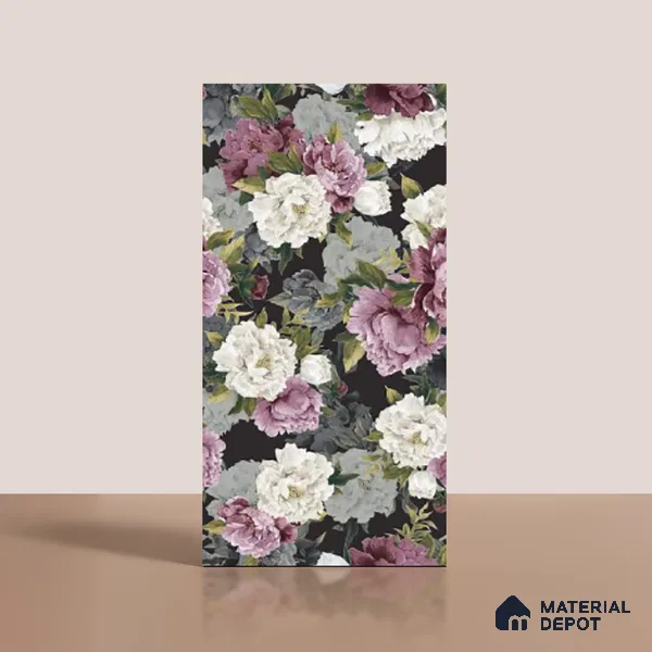 Floral Wall Tile TL 09925 4 ft x 2 ft Purple Vitrified Matte Finish Tile - 9 mm | Suitable for Bathroom, Accent/Feature Wall, Foyer