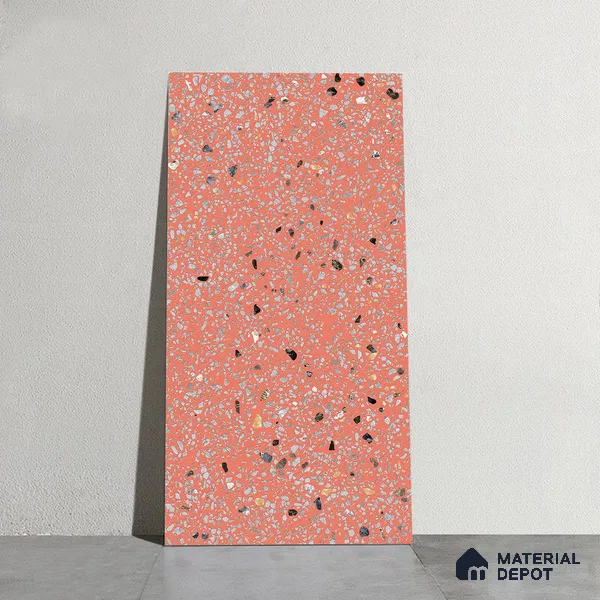 Terrazzo Wall & Floor Tile TL 09929 D 4 ft x 2 ft Red Vitrified Matte Finish Tile - 9 mm | Ideal for Living Room, Bedroom, Bathroom, Kitchen