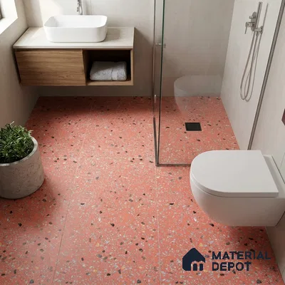 Terrazzo Wall & Floor Tile TL 09929 D 4 ft x 2 ft Red Vitrified Matte Finish Tile - 9 mm | Ideal for Living Room, Bedroom, Bathroom, Kitchen