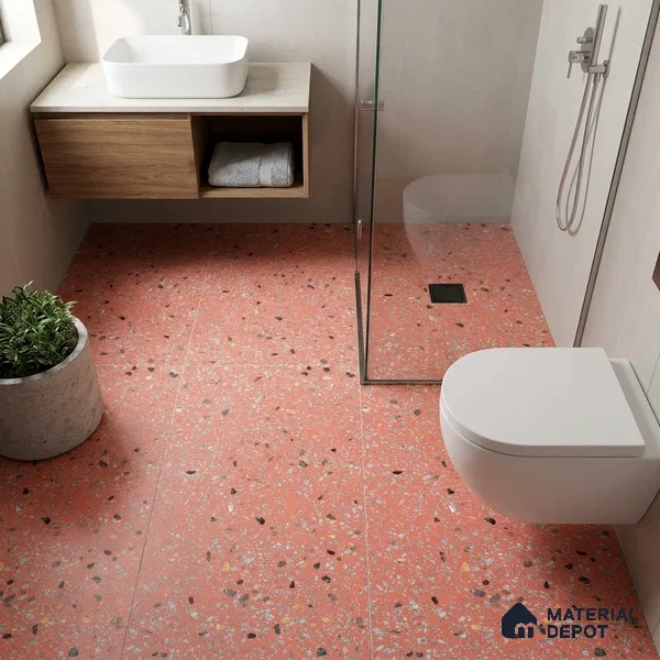 Terrazzo Wall & Floor Tile TL 09929 D 4 ft x 2 ft Red Vitrified Matte Finish Tile - 9 mm | Ideal for Living Room, Bedroom, Bathroom, Kitchen