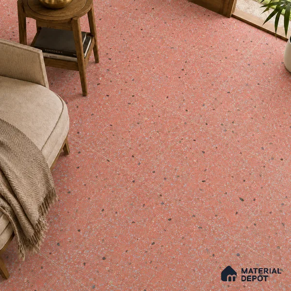 Terrazzo Wall & Floor Tile TL 09929 D 4 ft x 2 ft Red Vitrified Matte Finish Tile - 9 mm | Ideal for Living Room, Bedroom, Bathroom, Kitchen