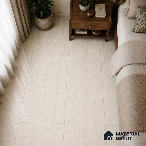 Stone Wall & Floor Tile TL 09931 4 ft x 2 ft Ivory Vitrified Matte Finish Tile - 9 mm | Ideal for Living Room, Bedroom, Bathroom, Kitchen