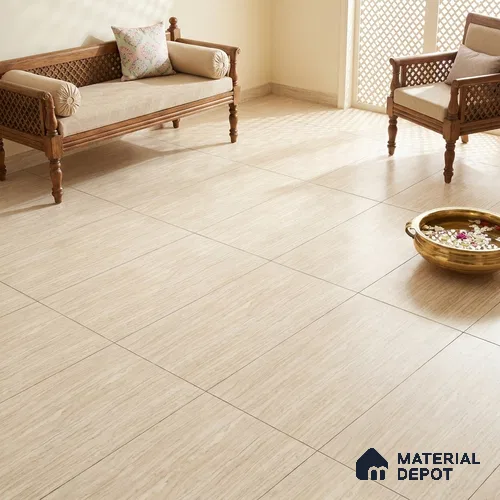 Stone Wall & Floor Tile TL 09931 4 ft x 2 ft Ivory Vitrified Matte Finish Tile - 9 mm | Ideal for Living Room, Bedroom, Bathroom, Kitchen