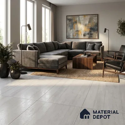 Stone Wall & Floor Tile TL 09932 B 4 ft x 2 ft Silver Vitrified Matte Finish Tile - 9 mm | Ideal for Living Room, Bedroom, Bathroom, Kitchen