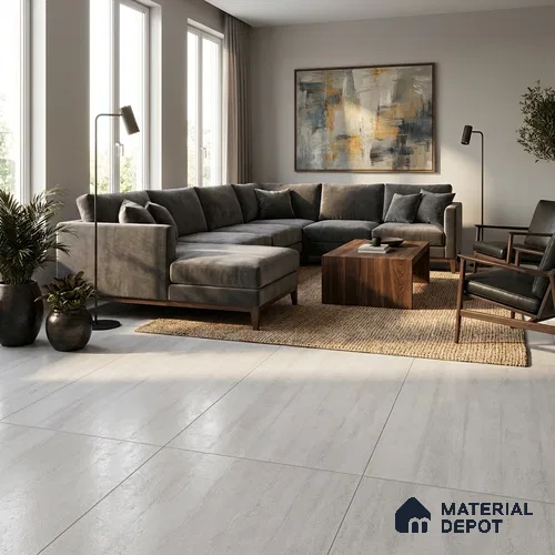 Stone Wall & Floor Tile TL 09932 B 4 ft x 2 ft Silver Vitrified Matte Finish Tile - 9 mm | Ideal for Living Room, Bedroom, Bathroom, Kitchen