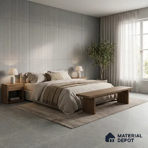 Stone Floor & Wall Tile TL 09934 B 4 ft x 2 ft Grey Vitrified Matte Finish Tile - 9 mm | Ideal for Living Room,Bedroom,Bathroom,Kitchen