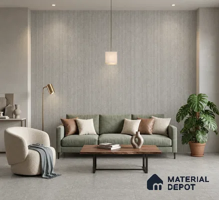 Stone Floor & Wall Tile TL 09934 B 4 ft x 2 ft Grey Vitrified Matte Finish Tile - 9 mm | Ideal for Living Room,Bedroom,Bathroom,Kitchen