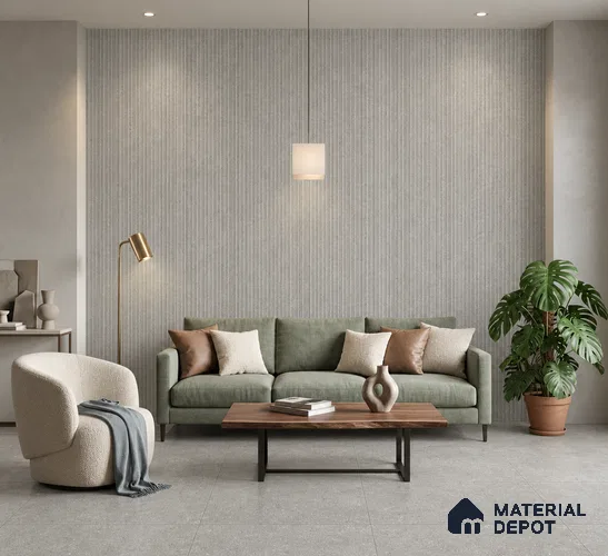 Stone Floor & Wall Tile TL 09934 B 4 ft x 2 ft Grey Vitrified Matte Finish Tile - 9 mm | Ideal for Living Room,Bedroom,Bathroom,Kitchen