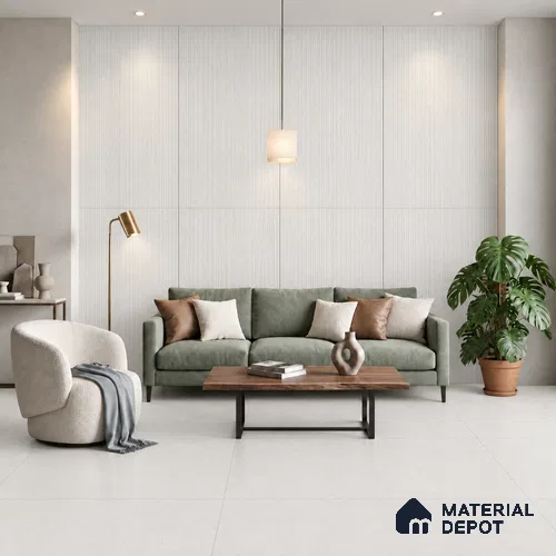 Punch Wall Tile TL 09936 4 ft x 2 ft Ivory Vitrified Matte Finish Tile - 9 mm | Ideal for Living Room,Bedroom,Bathroom,Kitchen
