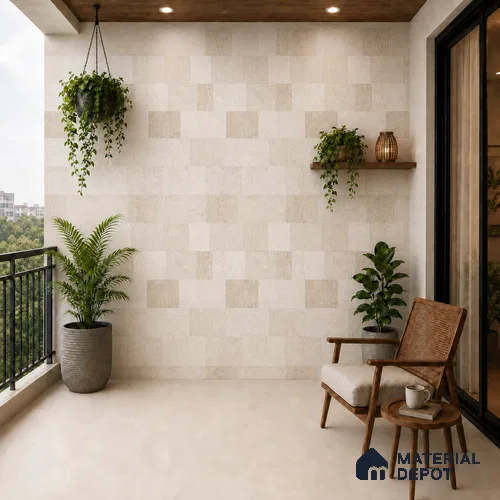 Punch Wall Tile TL 09944 4 ft x 2 ft Cream Vitrified Matte Finish Tile - 9 mm | Ideal for Living Room, Bedroom, Bathroom, Kitchen