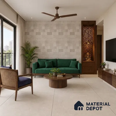 Punch Wall Tile TL 09944 4 ft x 2 ft Cream Vitrified Matte Finish Tile - 9 mm | Ideal for Living Room, Bedroom, Bathroom, Kitchen