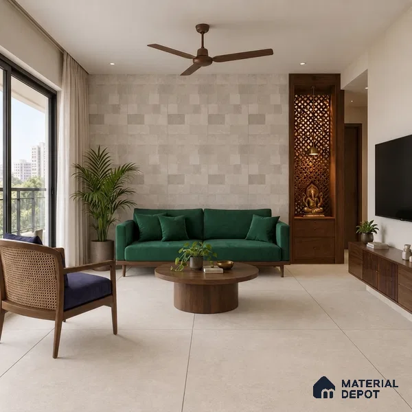 Punch Wall Tile TL 09944 4 ft x 2 ft Cream Vitrified Matte Finish Tile - 9 mm | Ideal for Living Room, Bedroom, Bathroom, Kitchen