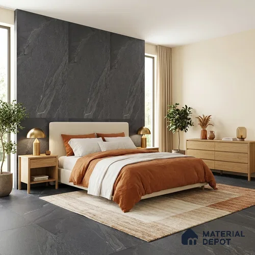 Punch Wall & Floor Tile TL 09945 C 4 ft x 2 ft Black Vitrified Matte Finish Tile - 9 mm | Ideal for Living Room, Bedroom, Bathroom, Kitchen