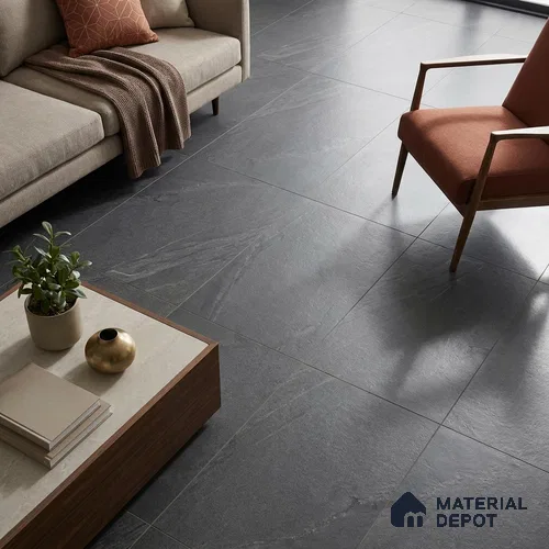Punch Wall & Floor Tile TL 09945 D 4 ft x 2 ft Black Vitrified Matte Finish Tile - 9 mm | Ideal for Living Room, Bedroom, Bathroom, Kitchen