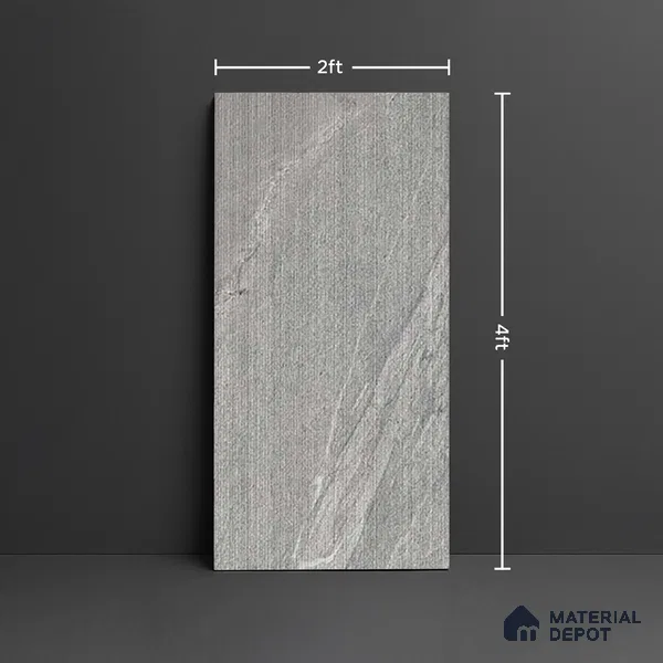 Punch Wall Tile TL 09945 4 ft x 2 ft Grey Vitrified Matte Finish Tile - 9 mm | Ideal for Living Room, Bedroom, Bathroom, Kitchen