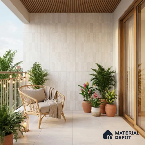 Punch Wall Tile TL 09947 4 ft x 2 ft Cream Vitrified Matte Finish Tile - 9 mm | Ideal for Living Room, Bedroom, Bathroom, Kitchen