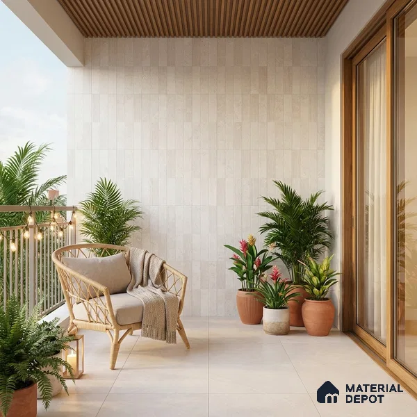 Punch Wall Tile TL 09947 4 ft x 2 ft Cream Vitrified Matte Finish Tile - 9 mm | Ideal for Living Room, Bedroom, Bathroom, Kitchen