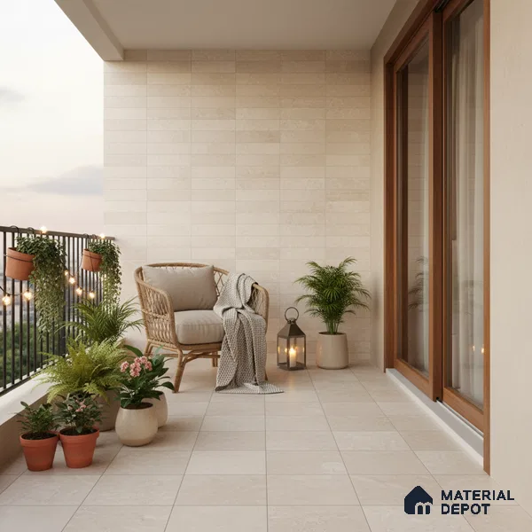 Punch Wall Tile TL 09949 4 ft x 2 ft Cream Vitrified Matte Finish Tile - 9 mm | Ideal for Living Room, Bedroom, Bathroom, Kitchen