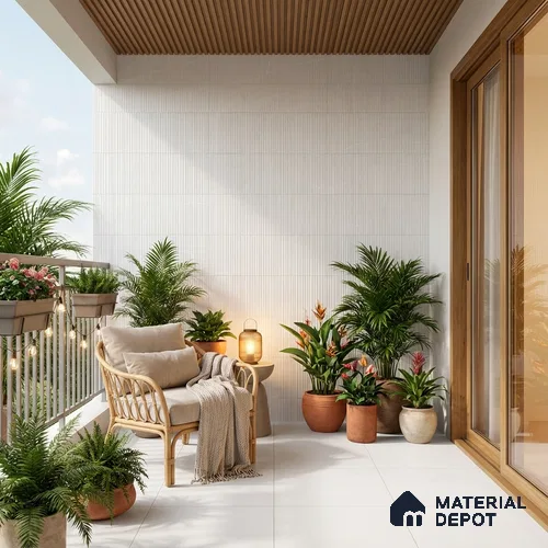 Punch Wall Tile TL 09951 C 4 ft x 2 ft White Vitrified Matte Finish Tile - 9 mm | Ideal for Living Room, Bedroom, Bathroom, Kitchen