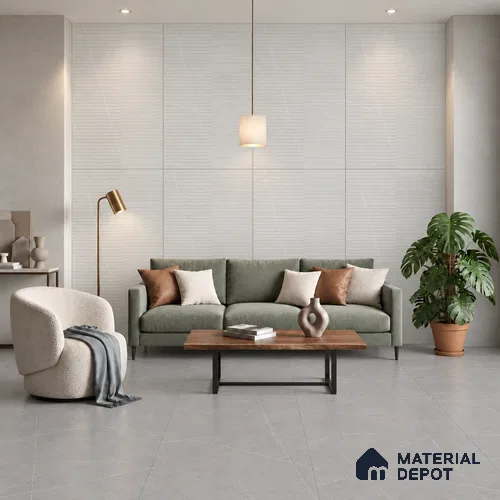 Punch Wall Tile TL 09951 C 4 ft x 2 ft White Vitrified Matte Finish Tile - 9 mm | Ideal for Living Room, Bedroom, Bathroom, Kitchen