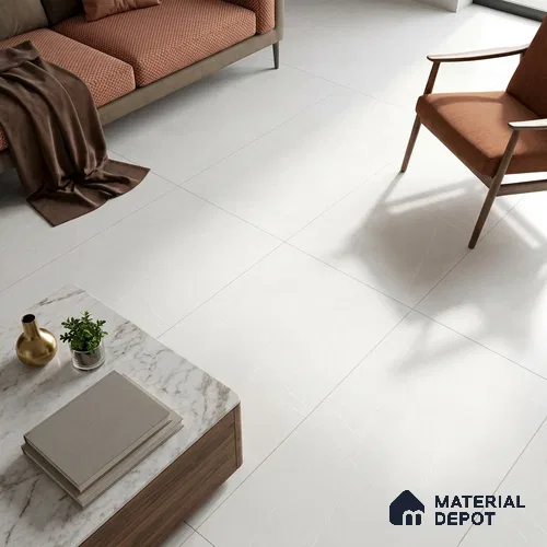 Stone Wall & Floor Tile TL 09951 D 4 ft x 2 ft White Vitrified Matte Finish Tile - 9 mm | Ideal for Living Room, Bedroom, Bathroom, Kitchen