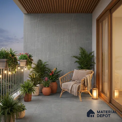 Punch Wall Tile TL 09951 4 ft x 2 ft Grey Vitrified Matte Finish Tile - 9 mm | Ideal for Living Room, Bedroom, Bathroom, Kitchen