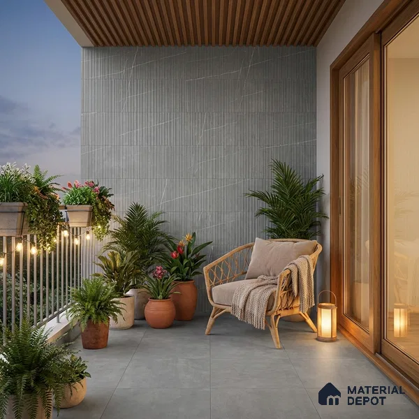 Punch Wall Tile TL 09951 4 ft x 2 ft Grey Vitrified Matte Finish Tile - 9 mm | Ideal for Living Room, Bedroom, Bathroom, Kitchen