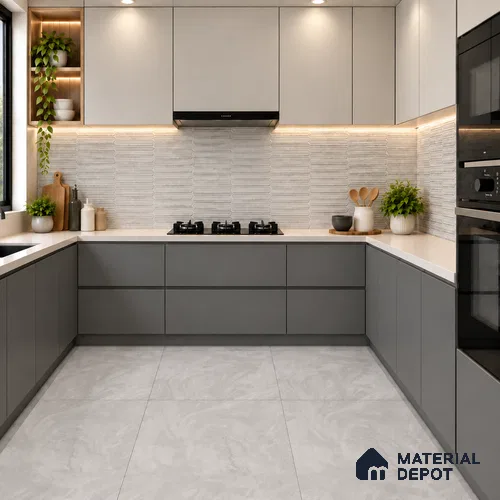 Punch Wall Tile TL 09952 E 4 ft x 2 ft Grey Vitrified Matte Finish Tile - 9 mm | Ideal for Living Room, Bedroom, Bathroom, Kitchen