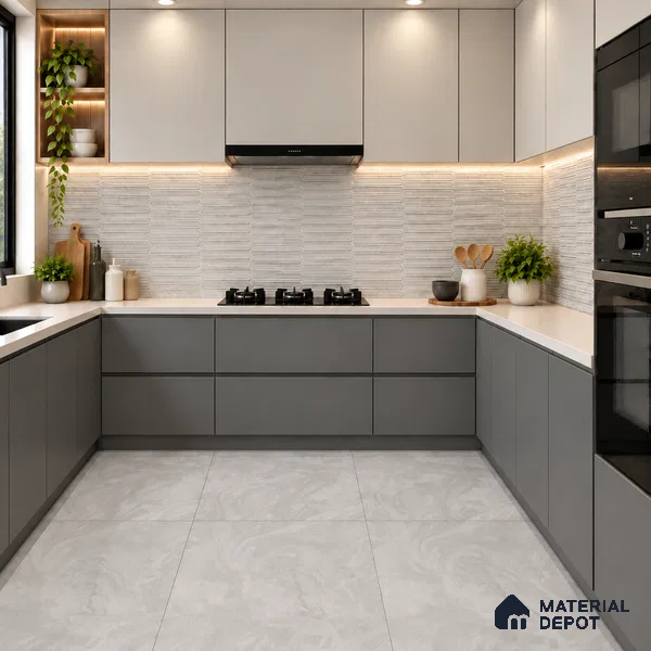 Punch Wall Tile TL 09952 E 4 ft x 2 ft Grey Vitrified Matte Finish Tile - 9 mm | Ideal for Living Room, Bedroom, Bathroom, Kitchen