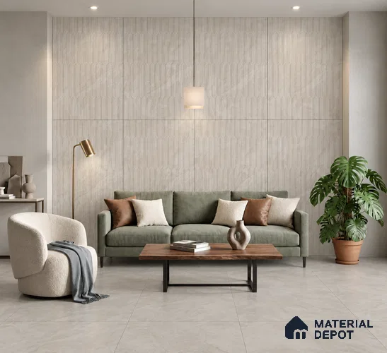 Stone Wall & Floor Tile TL 09952 F 4 ft x 2 ft Grey Vitrified Matte Finish Tile - 9 mm | Ideal for Living Room, Bedroom, Bathroom, Kitchen