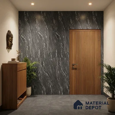 Punch Wall & Floor Tile TL 09956 4 ft x 2 ft Black Vitrified Matte Finish Tile - 9 mm | Ideal for Living Room,Bedroom,Bathroom,Kitchen