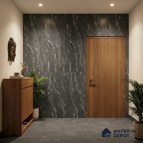 Punch Wall & Floor Tile TL 09956 4 ft x 2 ft Black Vitrified Matte Finish Tile - 9 mm | Ideal for Living Room,Bedroom,Bathroom,Kitchen