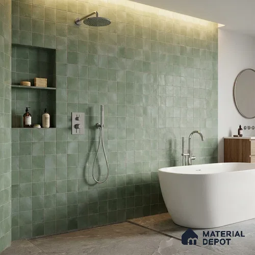 Stone Wall & Floor Tile TL 09957 4 ft x 2 ft Green Vitrified Matte Finish Tile - 9 mm | Ideal for Living Room,Bedroom,Bathroom,Kitchen