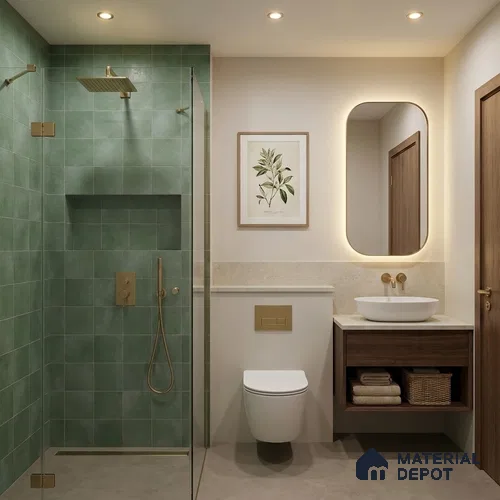 Stone Wall & Floor Tile TL 09957 4 ft x 2 ft Green Vitrified Matte Finish Tile - 9 mm | Ideal for Living Room,Bedroom,Bathroom,Kitchen