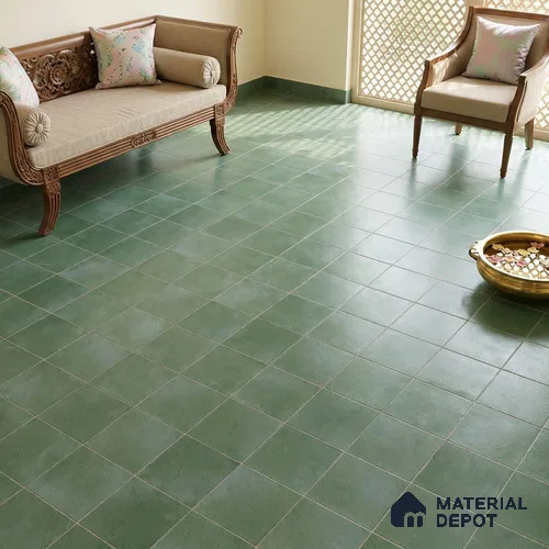 Stone Wall & Floor Tile TL 09957 4 ft x 2 ft Green Vitrified Matte Finish Tile - 9 mm | Ideal for Living Room,Bedroom,Bathroom,Kitchen