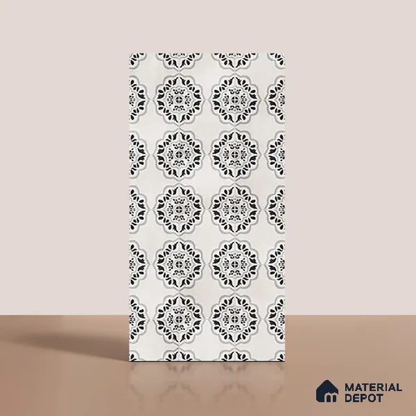 Moroccan Wall & Floor Tile TL 09960 4 ft x 2 ft Black Vitrified Matte Finish Tile - 9 mm | Ideal for Living Room,Bedroom,Bathroom,Kitchen